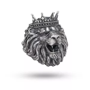 König der Löwen Kronkopf Herren Ring 925 Sterlingsilber Biker Reiter Tier Ring Geschenk - Bild 1 von 7