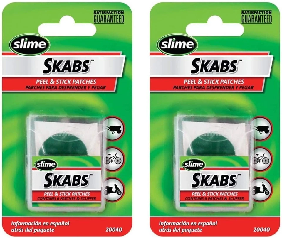Slime SKABS Pre-Glued 1" Patch Kit 2 Pack 12 Patches 2 Scuffers TIRE TUBE REPAIR - Image 1 of 3