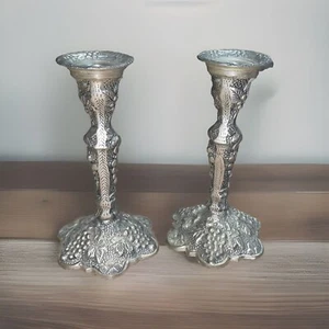 Set 2 portacandele ornato portacandele uva viti made in India pesante - Foto 1 di 12