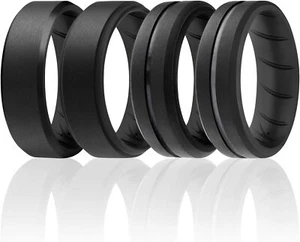 Silicone Rubber Wedding Ring for Men, Comfort Fit, Men's Wedding Band, Breathabl - Picture 1 of 6