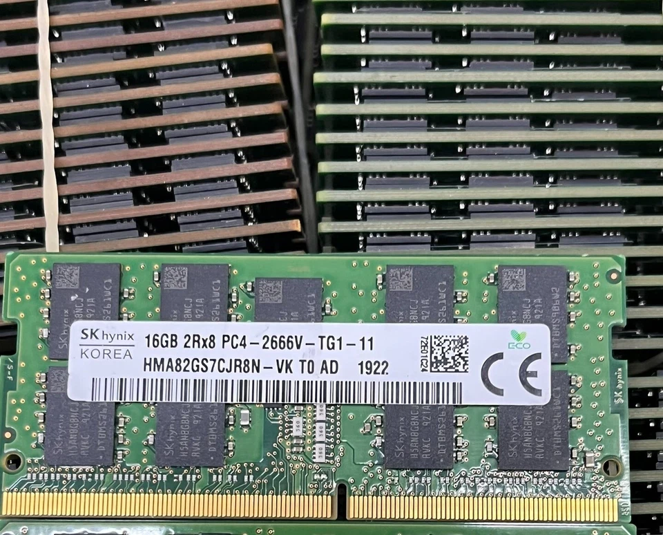 SK Hynix 16GB DDR4 2666 Laptop ECC SODIMM RAM 2Rx8 PC4-2666V-TG HMA82GS7CJR8N-VK - Image 1 of 1