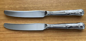 2 x Vintage Kings Pattern Knives Silver Plated Handle Cutlery - Stainless  Blade