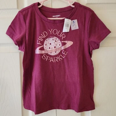 Camiseta Old Navy Niñas Borgoña Gráfico "Encuentra Tu Brillo" 100% Algodón Talla S ( Foto 1 de 4