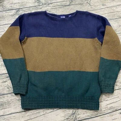 Gap Mens M Vtg 90s Colorblock Heavy Knit Pullover Sweater Hipster Cotton - Image 1 of 4