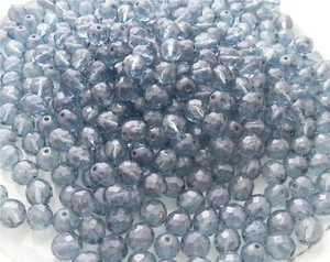 100 Pcs 4mm Czech Fire Polished Faceted Glass Beads   -   LUMI BLUE - Picture 1 of 2