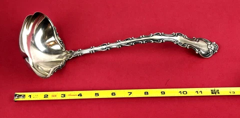 Gorham STRASBOURG Solid Sterling Silver 13" Flat Handled PUNCH LADLE 1897 Mark Cover