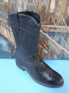 Botas vaqueras vintage 69171 de cuero negro para hombre 6,5 D - Imagen 1 de 12