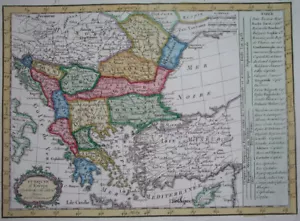 1783 nice RARE ORIGINAL MAP SERBIA ROMANIA BULGARIA GREECE BOSNIA MOLDOVA CYPRUS - Picture 1 of 7