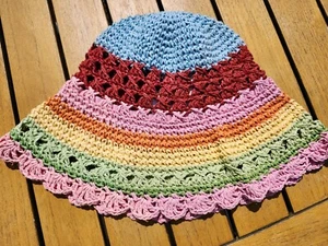 NEW girl's 8 9 Gymboree Multi Colored Sun Hat Rainbow Striped NWT - Picture 1 of 1