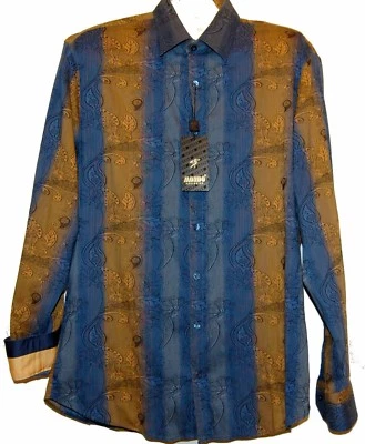 Mondo Blue Yllow 棉花式男式衬衫尺寸 3XL — 第 1/4 张图片