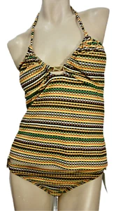 Neu mit Etikett W Bademode Bikini MEDIUM Tankini Oberteil/Hipsterunterteil braun bunt  - Bild 1 von 9