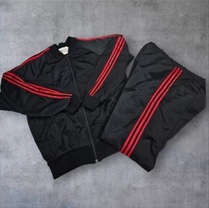 Vintage Broadway Academy Black & Red Brushed 2 Piece Tracksuit Size Large Men S2 - Picture 1 of 11