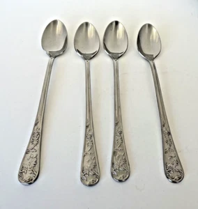 (4) Four Stainless Reed & Barton QUEEN'S GARDEN Iced Tea Spoons - Picture 1 of 11