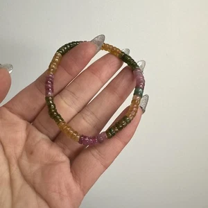 Tourmaline Pink Green Yellow Chips Bracelets Crystal Gemstone 4mm - Picture 1 of 9