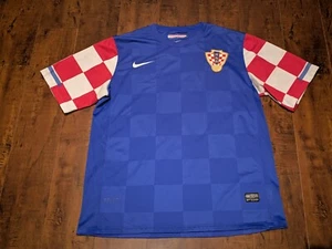 Nike Authentic Croatia 2010-2011 Away Football Shirt Jersey #4 Mens Large Blue - Picture 1 of 11