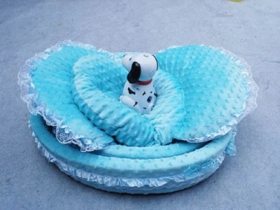 1Set X 2Pcs Skyblue Soft Pet Puppy/Dog/Cat Cushion Pet Bed - image 1 of 4