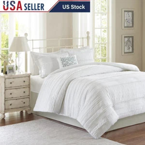 2-in-1 Duvet Set Shabby Chic Microfiber Quilted Covers Decorative Pillow Shams - Picture 1 of 3