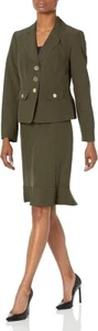 NWOT Le Suit Women's 3 Button Jacket/Skirt Suit SZ 14W - Picture 1 of 11