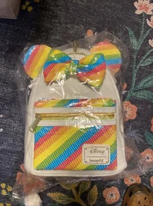 Loungefly Disney Sequin Rainbow Minnie Mouse Mini Backpack - Picture 1 of 3