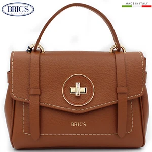 BRIC'S GONDOLA Made in Italy tan brown leather small Satchel bag handbag purse - Picture 1 of 10