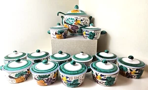 FRATELLI FANCIULLACCI ITALY TUREEN SERVING SET 27 PIECE BIRDS W/ GRAPES & LEAVES - Picture 1 of 24