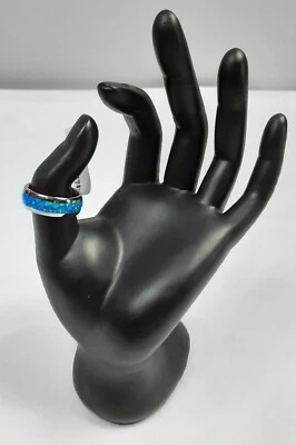 TUNGSTEN Blue & Green Opal Inlay Wedding Ring (Size 9) - Image 1 of 4