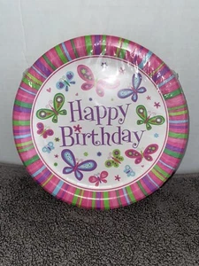 Happy Birthday  8.75” Paper Plates 18  Pack Pink Birthday Party Decoration New - Picture 1 of 3