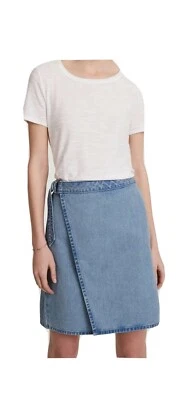 Falda envolvente de algodón Ann Taylor LOFT talla 4, lavado índigo claro W28 L19,5" Foto 1 de 4