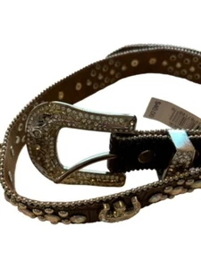 Angel Ranch Western Girls Youth XL Horseshoe Rhinestone Studded Brown Belt New - Picture 1 of 4