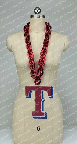 New MLB TEXAS RANGERS Jumbo Big RED Fan Chain Necklace Foam Cover