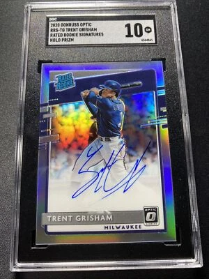 2020 Donruss Optic Rated Rookie Signatures Trent Grisham Holo SGC 10 - Image 1 of 2