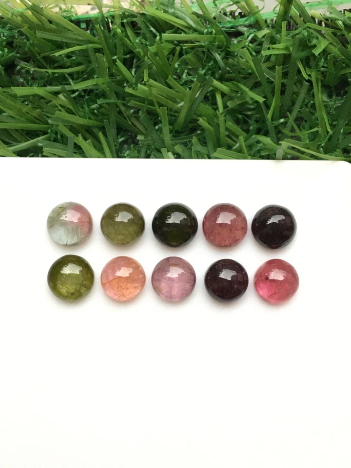 Fantastic multi tourmaline cabochon good quality 10 pieces round 20.25 carat - Image 1 of 4
