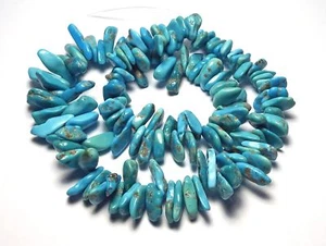 16" Strand AMERICAN TURQUOISE Castle Dome 9-20mm Nugget Beads /N7 - Picture 1 of 2