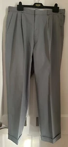 BHS VINTAGE 90's GREY TAILORED CHINO TROUSER PANTS SHORT LENGTH 29" WAIST 36" - Picture 1 of 16