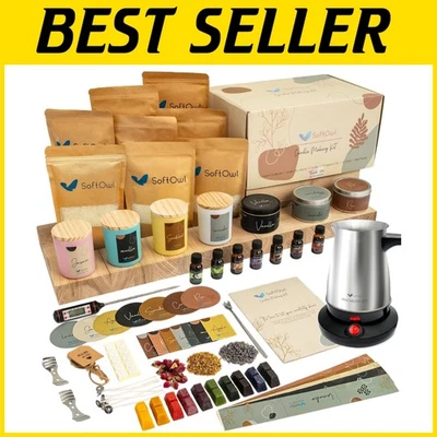 Modern Scented Candle Making Kit with Electric Melter – 7 Scents, Jars & Dyes - Image 1 of 4