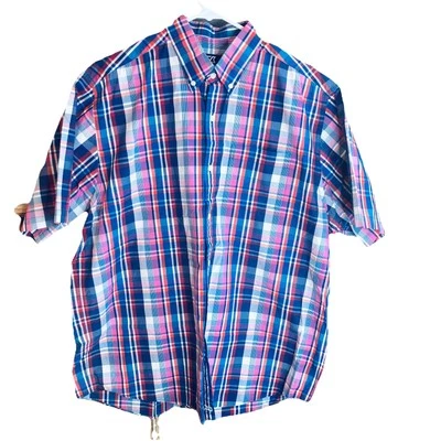 Cutter & Buck Men's SS Blue Red Plaid Shirt Size L 24x30  Egyptian Cotton - Image 1 of 4