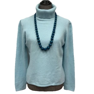 Peck & Peck 100% Kaschmir Blau Rollkragen Pullover Pulli Größe L Large - Bild 1 von 10