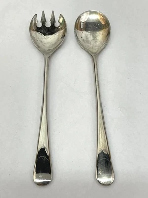 Lot of 2 Vintage Silverplated Salad Serving Utensils Made in Italy Tarnished - Image 1 of 4