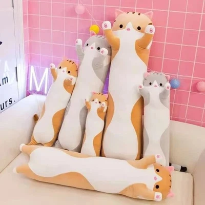 Cute Long Cat Plush Pillow - Soft Stuffed Animal Toy, Kids' Birthday Gift - Image 1 of 4
