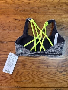NEU! Lululemon 6 Free To Be Zen Sport BH floreszierend gelb schwarz/weiß O21 - Bild 1 von 8