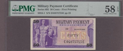 US MPC  50 Cents Note Series 692  Firsr Printing PMG 58 EPQ - Image 1 of 2