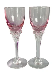 Bicchieri cordiali vintage Tiffin francescano glicine rosa (2) 20°C 5”H - Foto 1 di 14