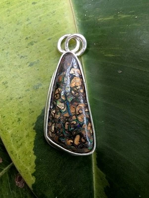 Australian Boulder Opal Artisan Hand Made Sterling Silver Pendant .A24c - Image 1 of 4