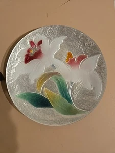 ANDO CLOISONNE FLOWERED PLATE 5 INCHES AND STAND - Picture 1 of 3