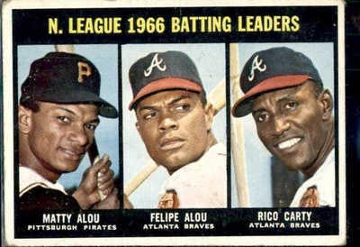 1967 Topps - National League Batting Leaders Matty Alou, Felipe Alou, Rico Carty - Image 1 of 2