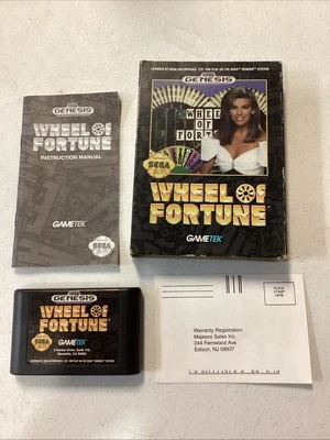 Wheel of Fortune (Sega Genesis, 1992) CIB Tested Paper Box Reg Card And Manual - Image 1 of 4