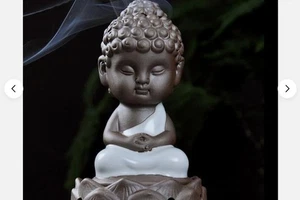 Chinese Ru Kiln Lotus Incense Burner YueBai Color Buddhist Supplies Promotions - Picture 1 of 2