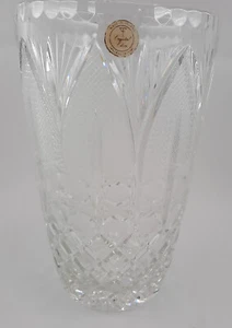 Lead Crystal Cut Clear Glass 24% Flower Vase 9x5 Inches Tall Made in Poland - Picture 1 of 11