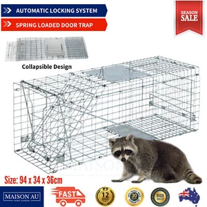 Large Humane Animal Trap Live Cage Catch Possum Fox Rabbit Rat Hare Catcher - Picture 1 of 7