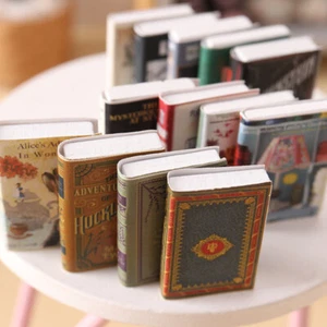 16PC Miniature Vintage Lot Books For Dollhouse 1:12 Fill Bookshelves Wooden Set - Picture 1 of 9
